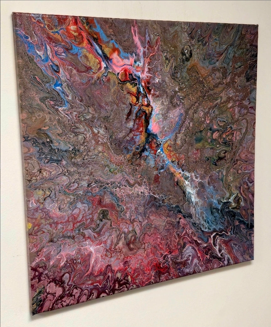 Obraz abstrakcyjny 50x50cm - Pouring Art Nowoczesny