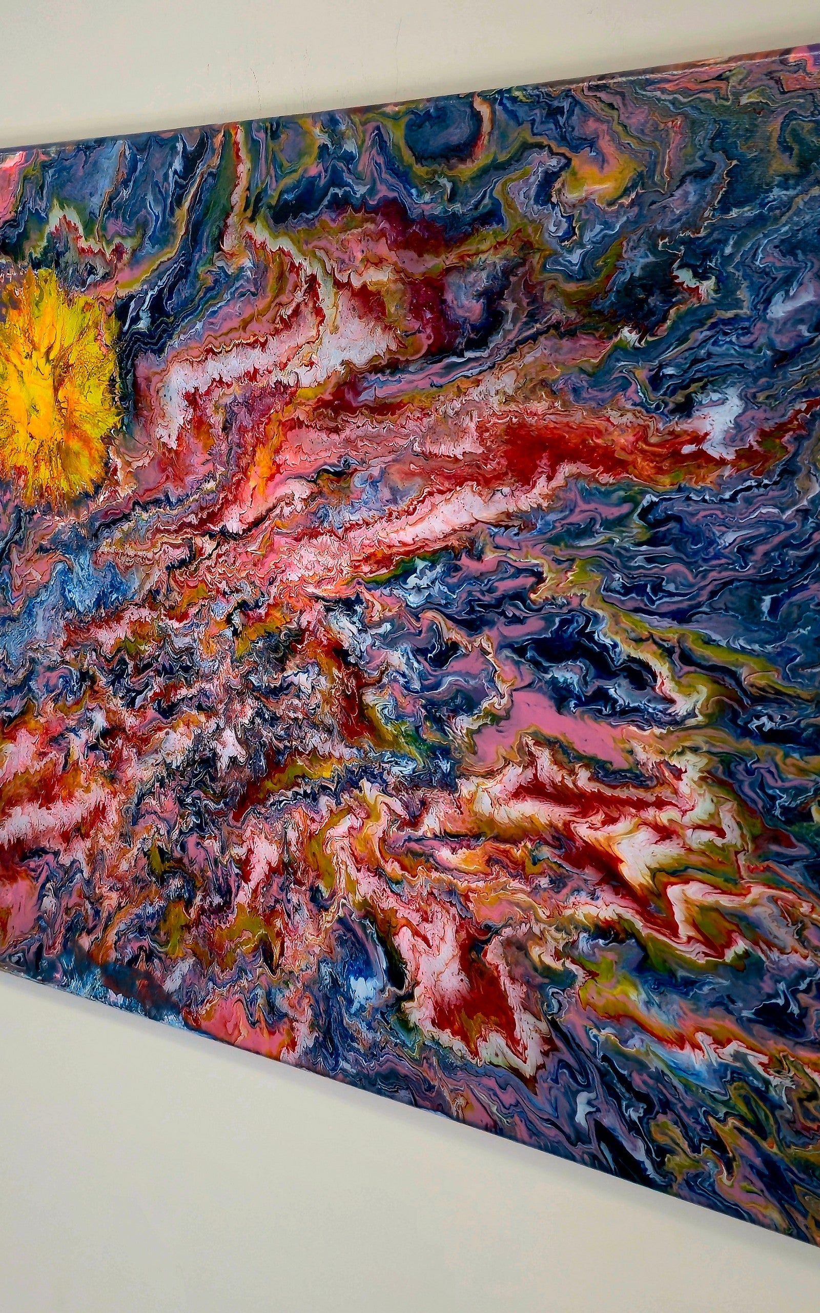Obraz abstrakcyjny 50x70cm - Pouring Art Błękit Czerwień