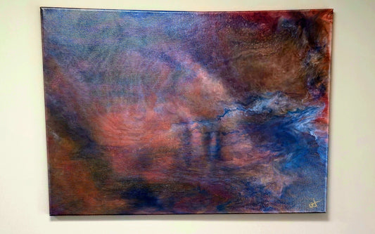 Obraz abstrakcyjny 50x70cm - Pouring Art Niebieski Fiolet