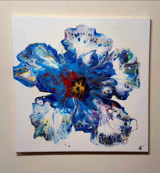 Obraz akrylowy Niebieski Kwiat 50x50cm - Ręcznie malowany