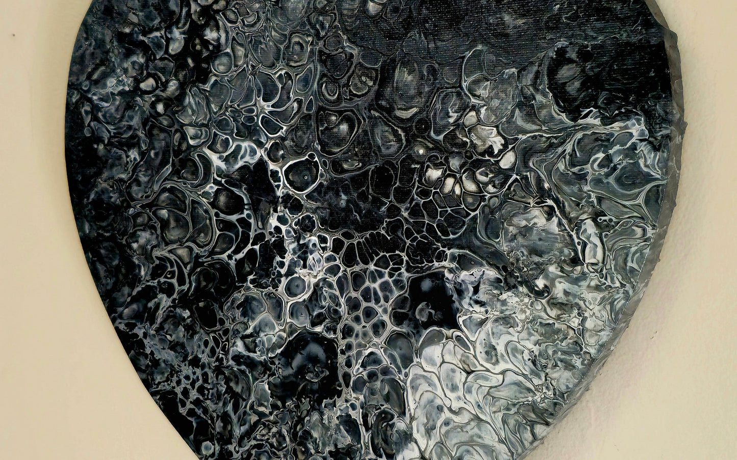 Obraz Serce 27cm - Czarno-Biały Pouring Art