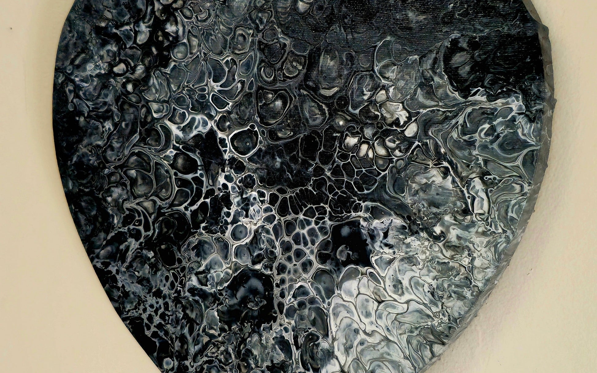 Obraz Serce 27cm - Czarno-Biały Pouring Art