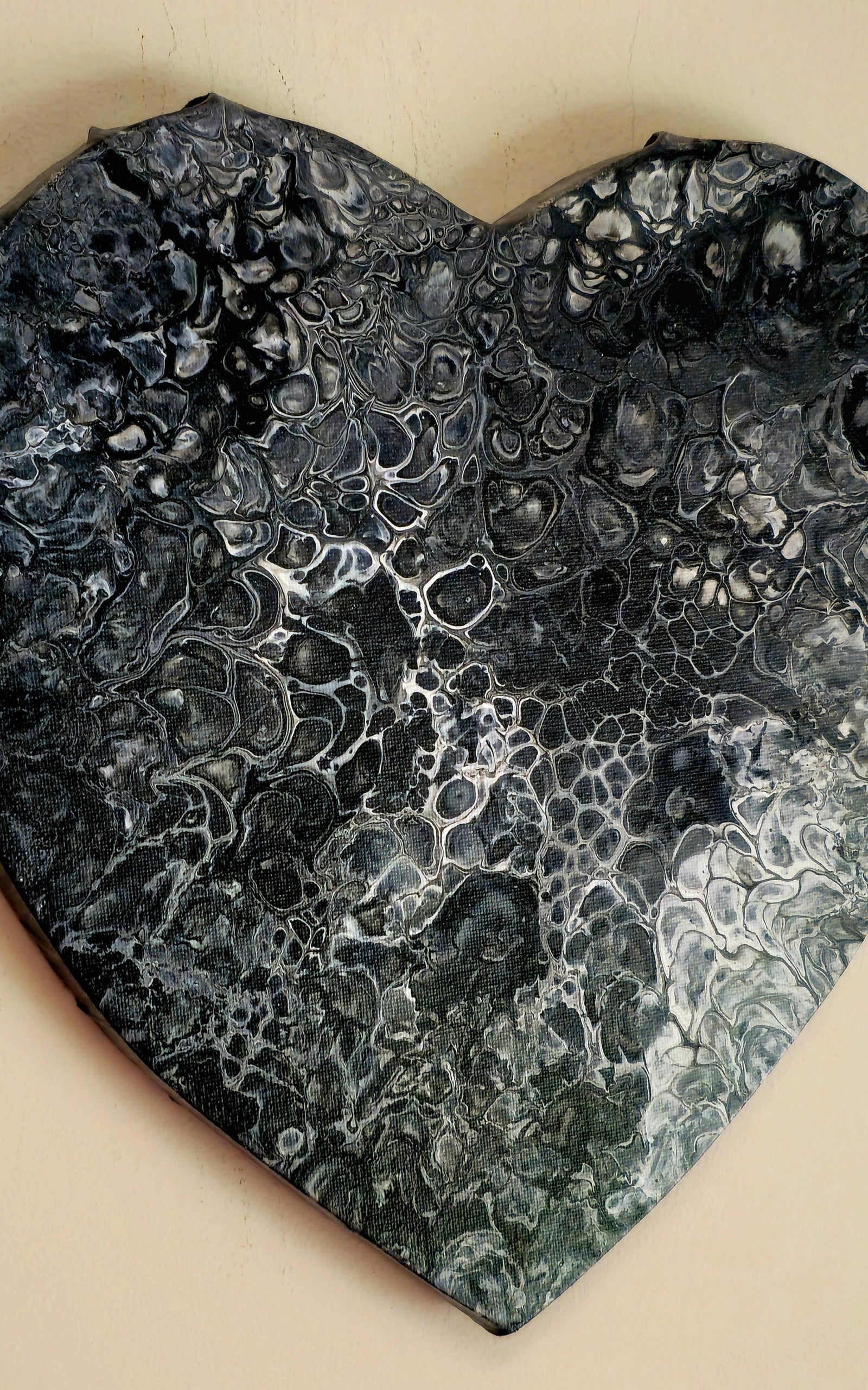 Obraz Serce 27cm - Czarno-Biały Pouring Art