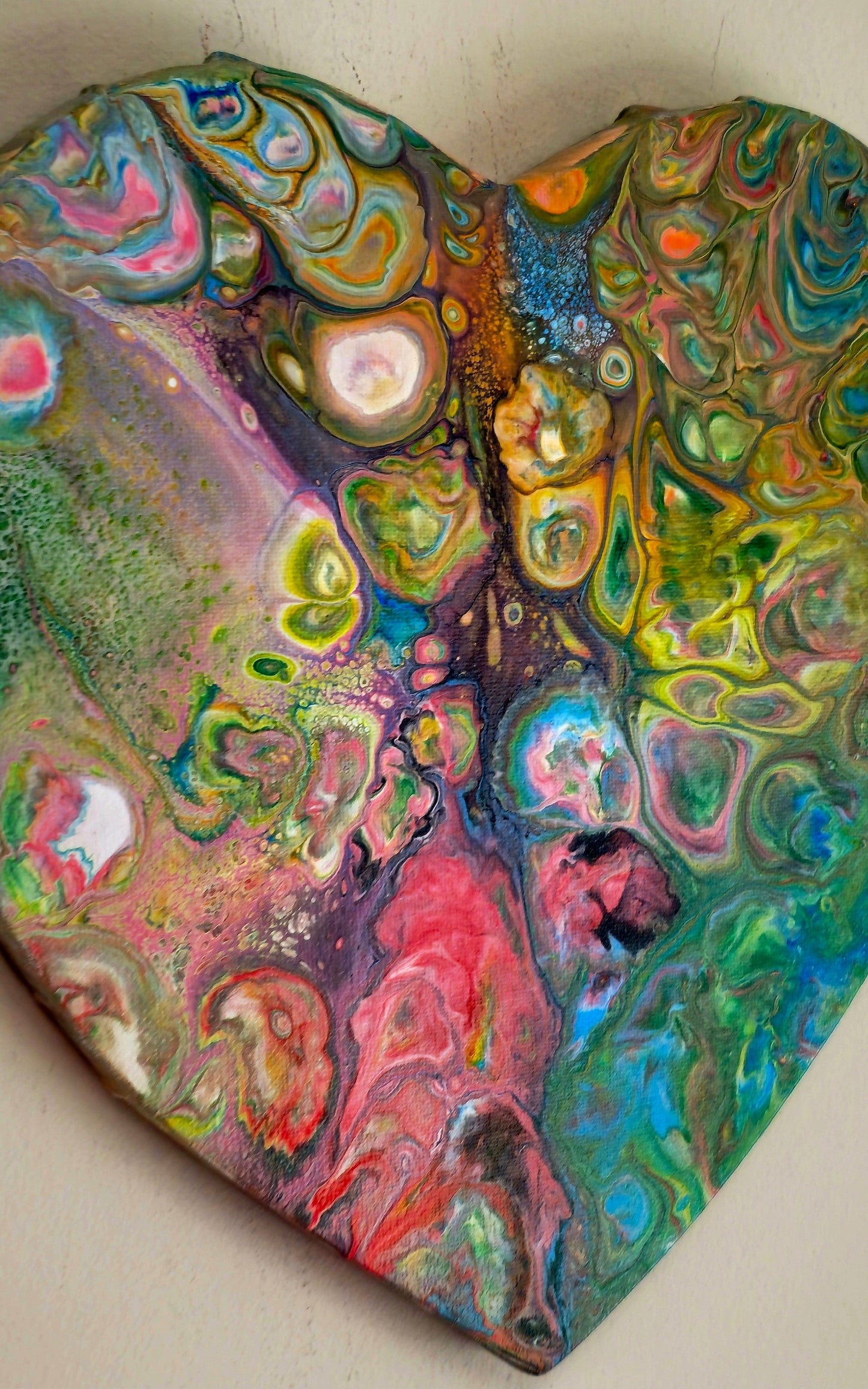 Obraz Serce 27cm - Kolorowa Abstrakcja Pouring Art