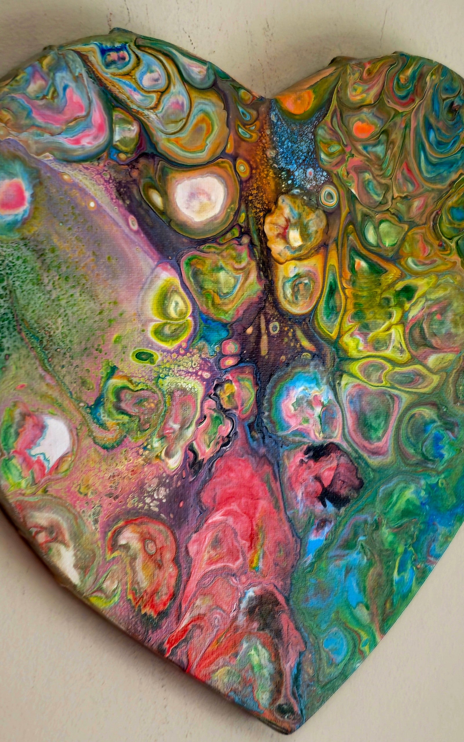 Obraz Serce 27cm - Kolorowa Abstrakcja Pouring Art