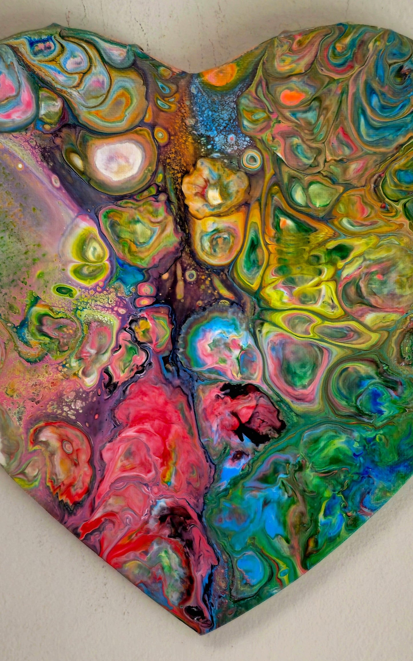 Obraz Serce 27cm - Kolorowa Abstrakcja Pouring Art