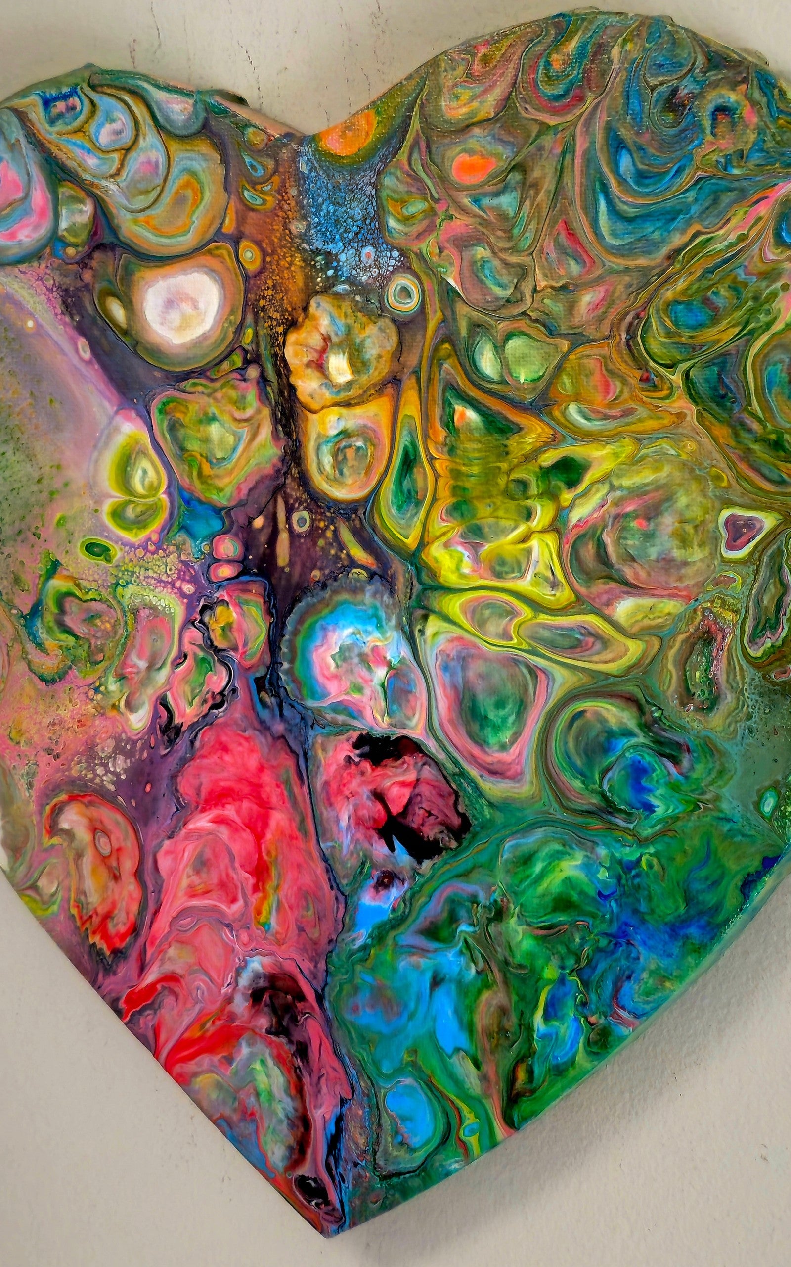 Obraz Serce 27cm - Kolorowa Abstrakcja Pouring Art
