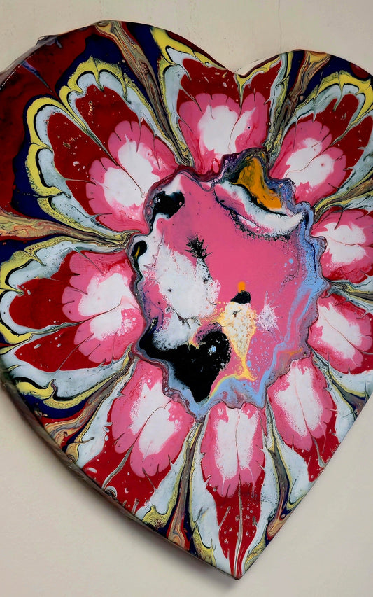 Obraz Serce 27cm - Pouring Art Efekt Marmurowy