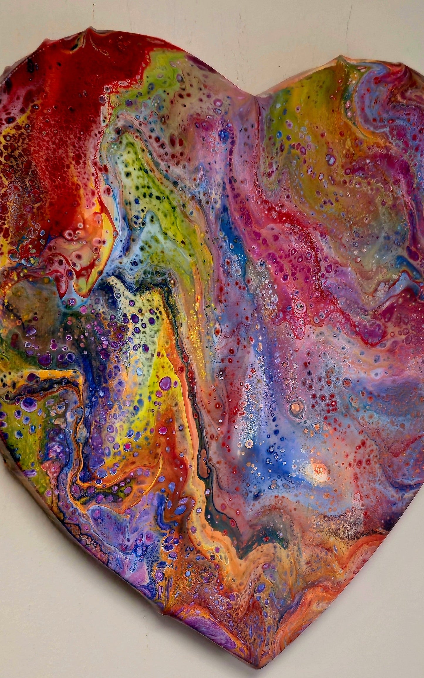Obraz Serce 27cm - Pouring Art Wielokolorowy