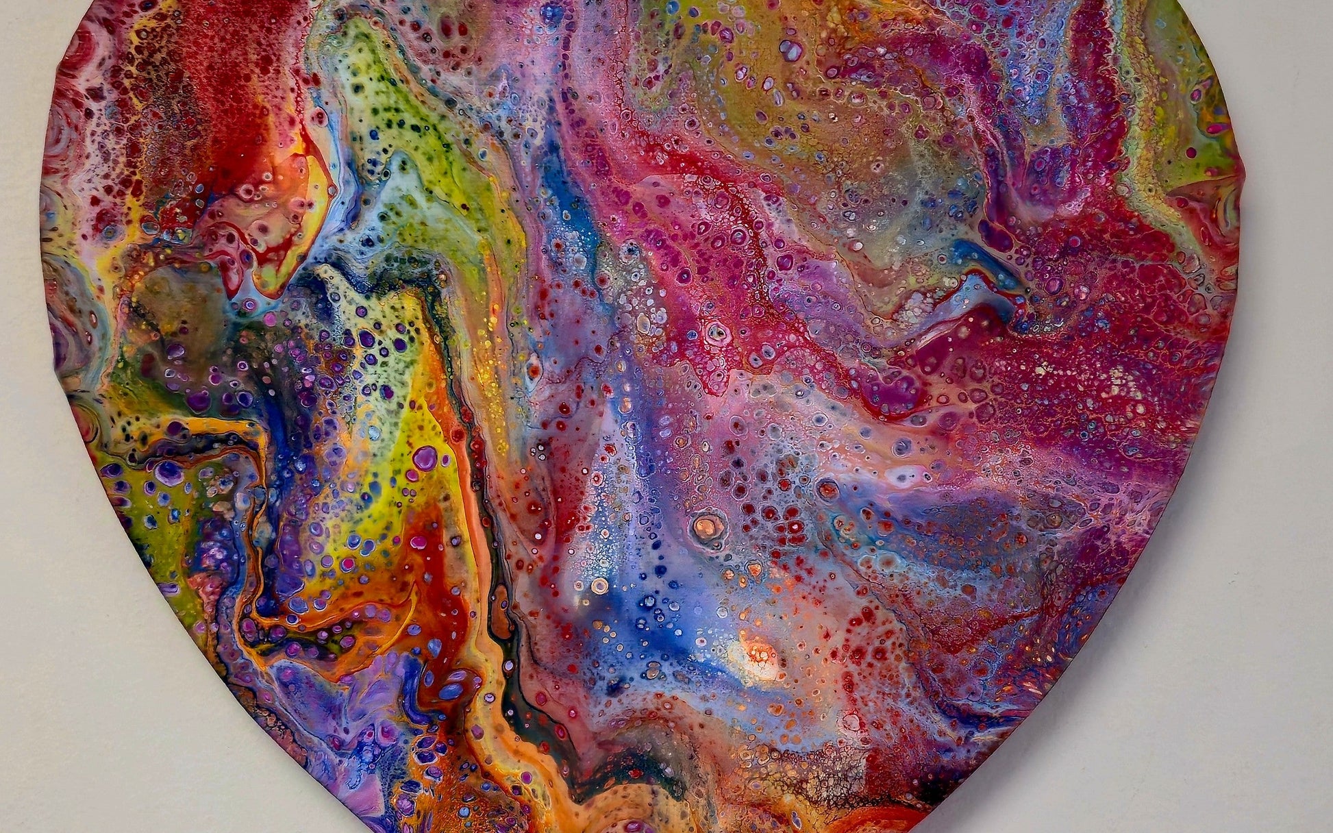 Obraz Serce 27cm - Pouring Art Wielokolorowy