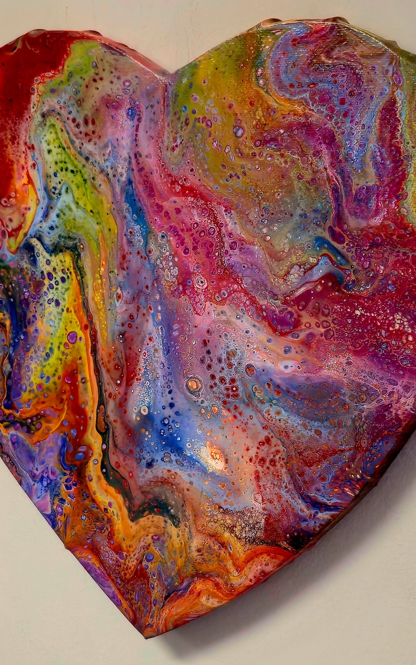 Obraz Serce 27cm - Pouring Art Wielokolorowy