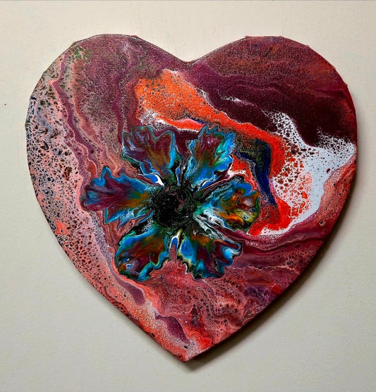 Obraz Serce 29cm - Kwiatowa Eksplozja Pouring Art