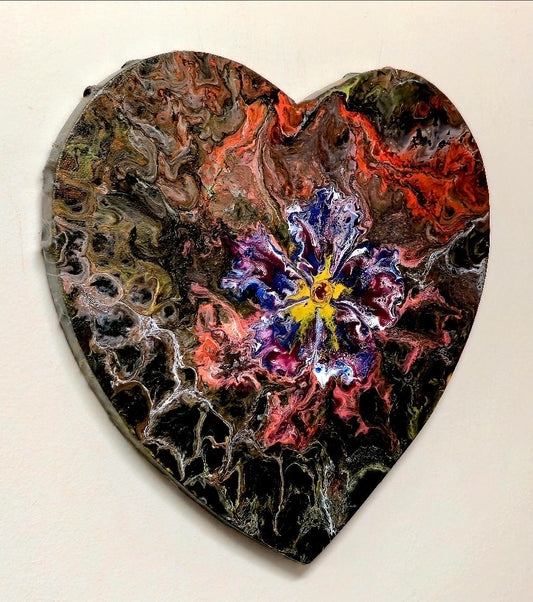 Obraz Serce 29cm - Kwiatowy Wzór Czerwień i Zieleń