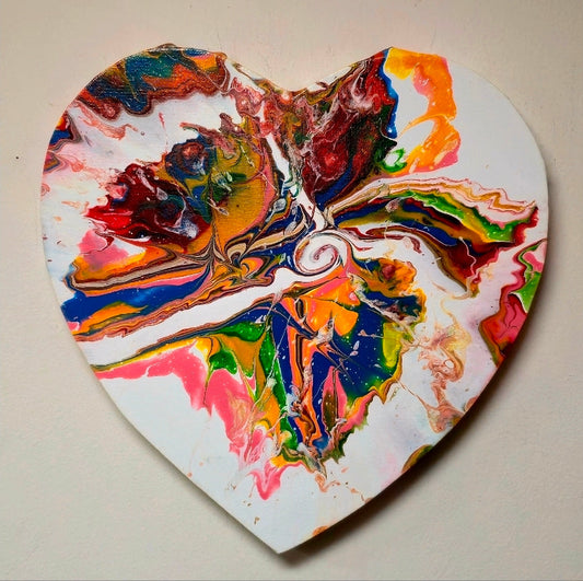 Obraz Serce 29cm - Pouring Art Kolorowa Eksplozja