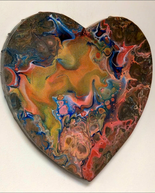 Obraz Serce 30cm - Pouring Art Personalizacja Kolorów