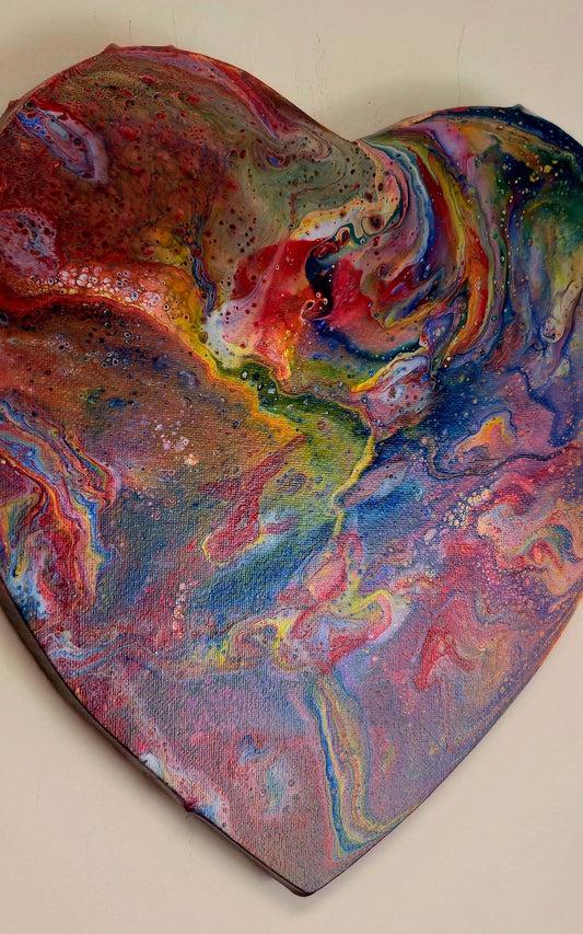 Obraz Serce 30cm - Pouring Art Wielokolorowy