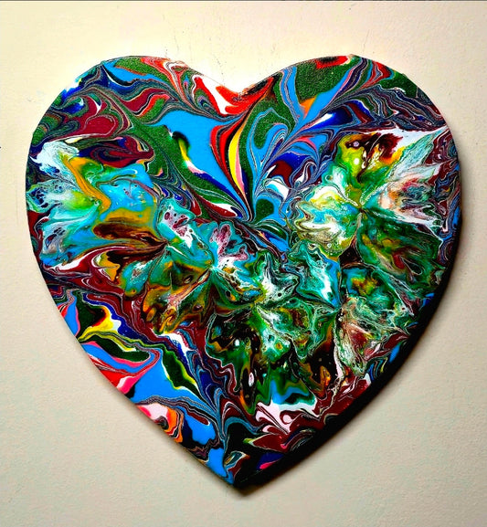 Obraz Serce Abstrakcyjne 30cm - Czerwień i Złoto