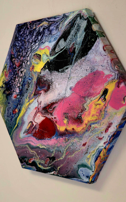 Obraz sześciokątny 20cm - Abstrakcja Wielokolorowa