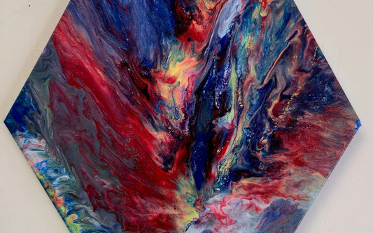 Obraz sześciokątny 20cm - Abstrakcja Wielokolorowa