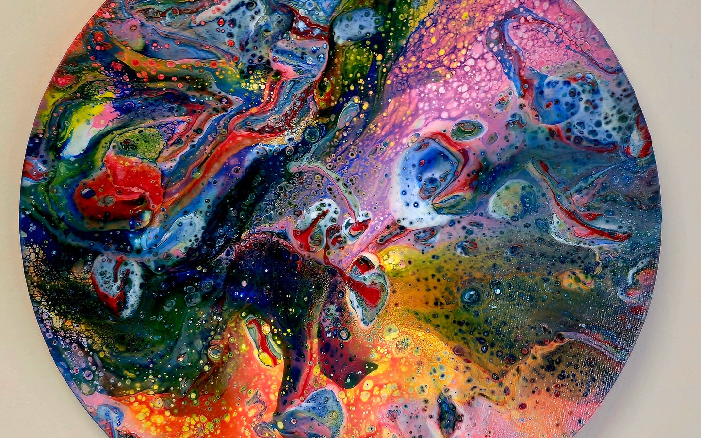 Okrągły obraz 30cm - Pouring Art Wielokolorowy