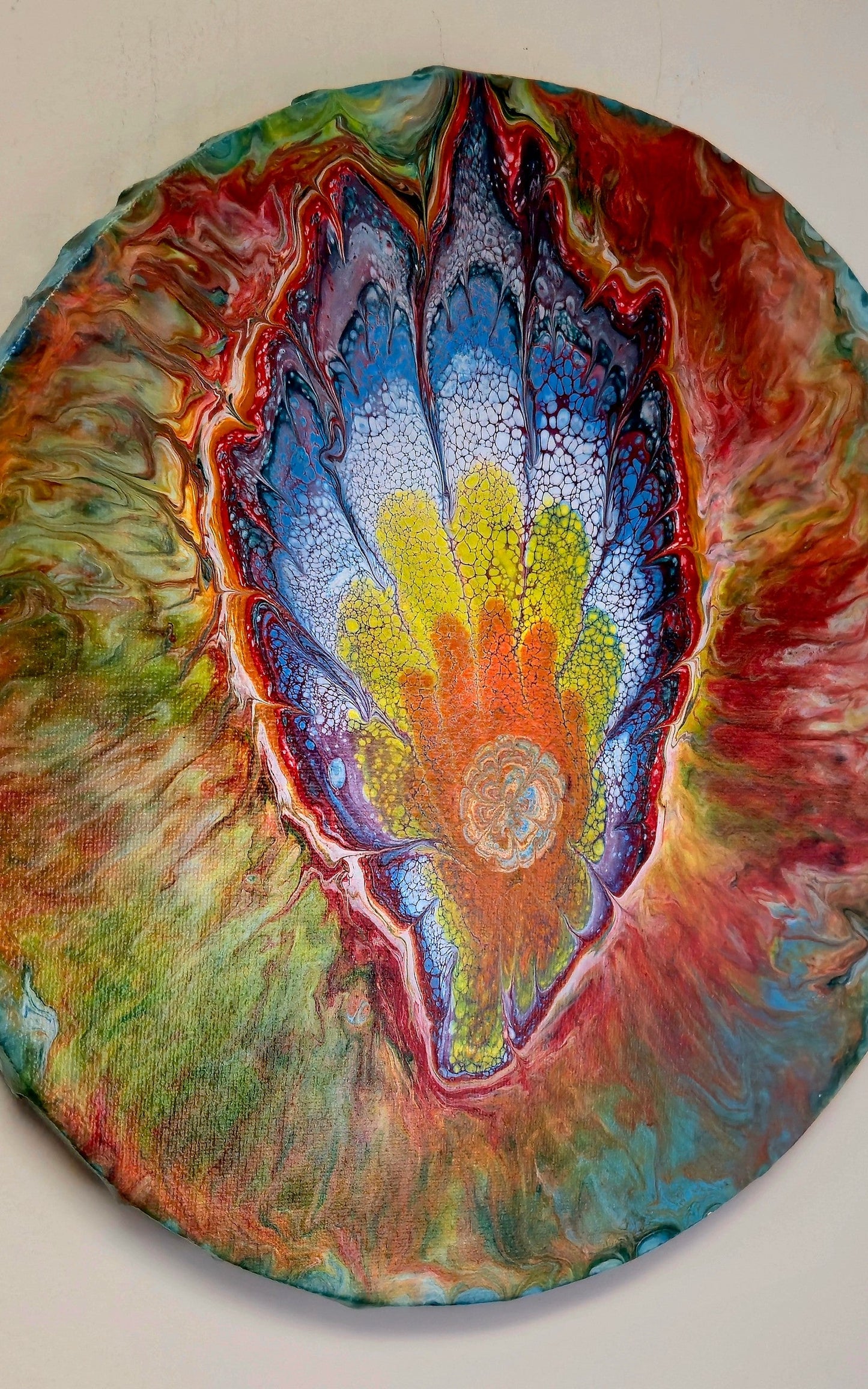 Okrągły obraz 30cm - Pouring Art Wielokolorowy