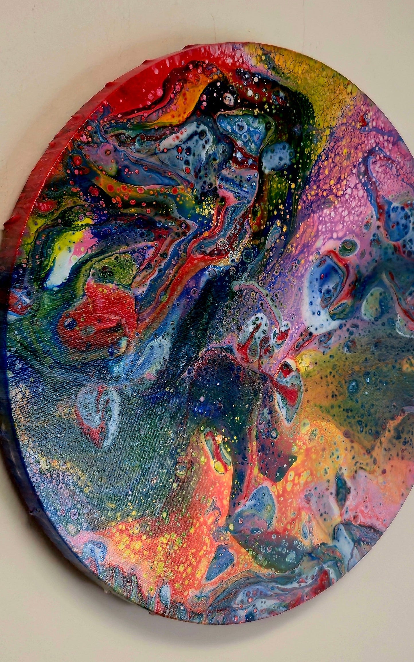 Okrągły obraz 30cm - Pouring Art Wielokolorowy