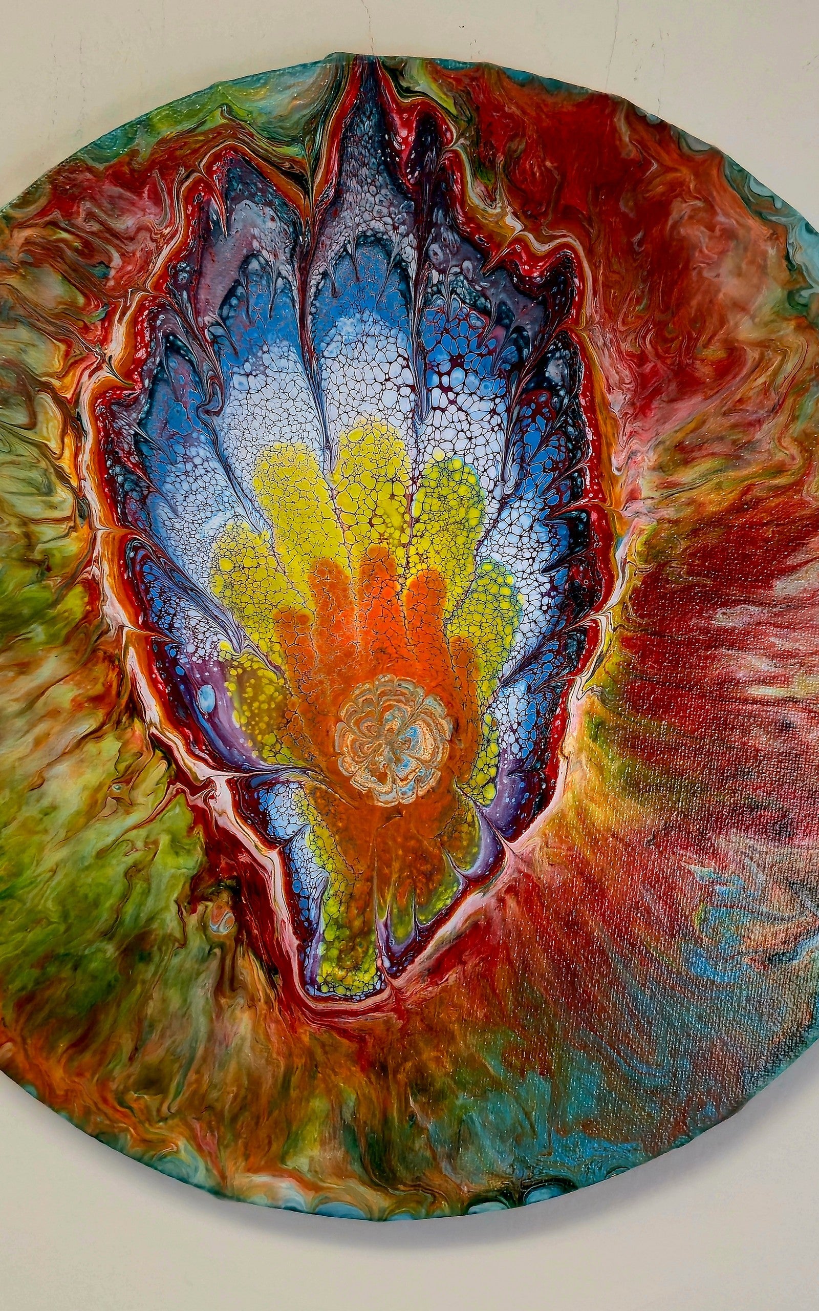 Okrągły obraz 30cm - Pouring Art Wielokolorowy