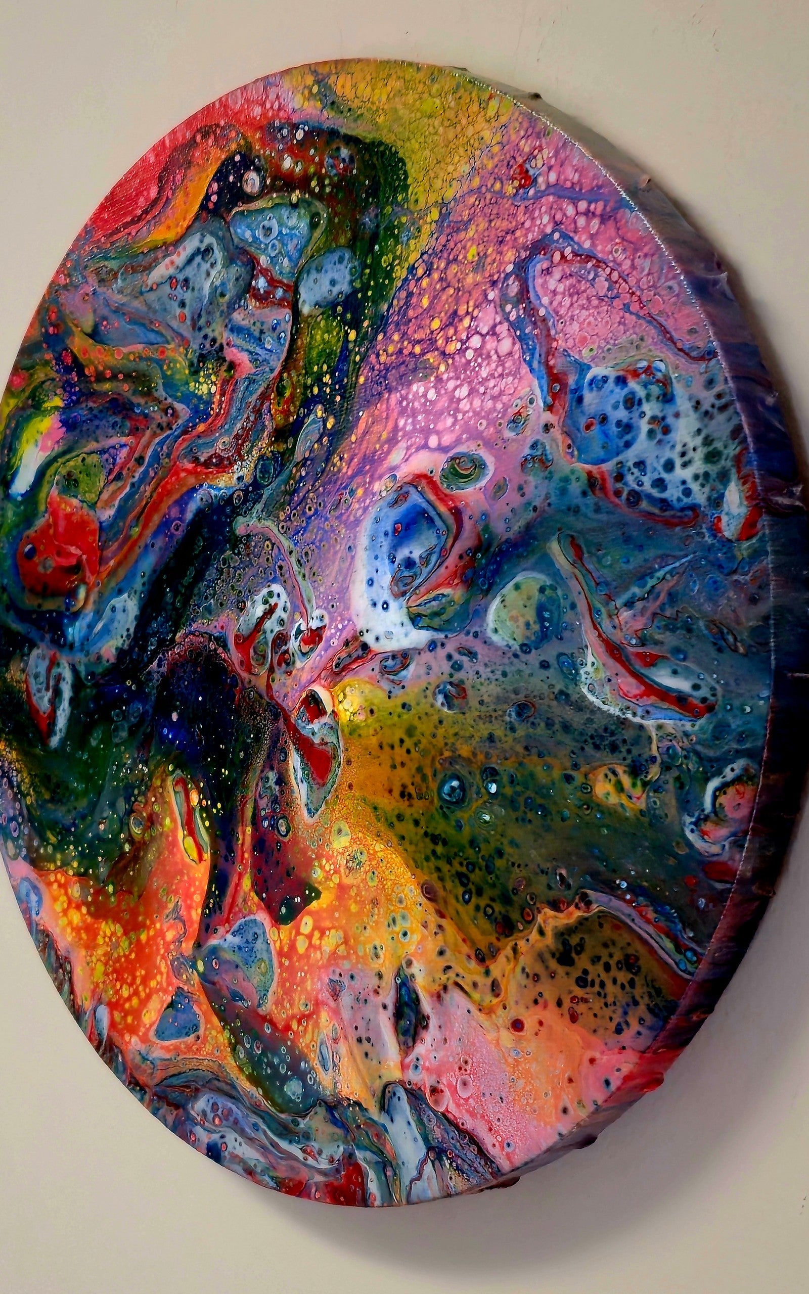 Okrągły obraz 30cm - Pouring Art Wielokolorowy