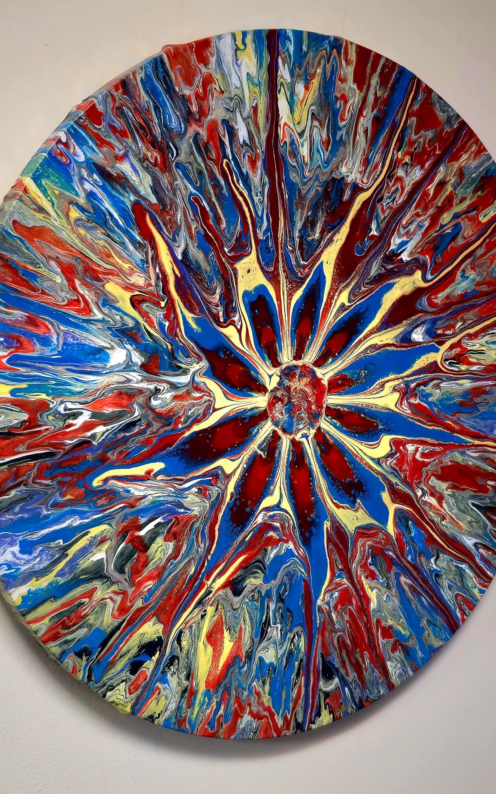 Okrągły obraz 50cm - Pouring Art Wielokolorowy