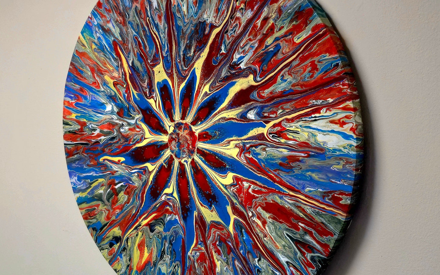 Okrągły obraz 50cm - Pouring Art Wielokolorowy