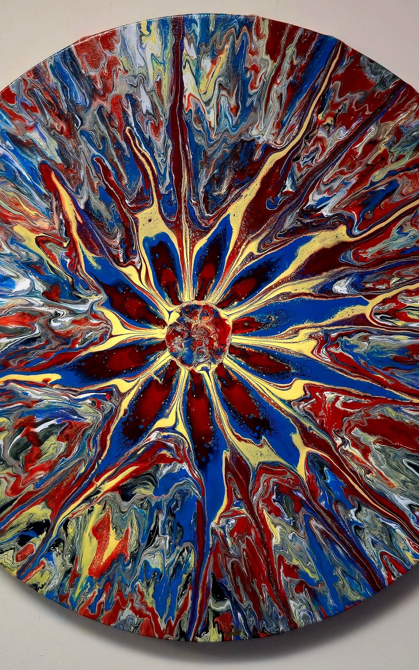 Okrągły obraz 50cm - Pouring Art Wielokolorowy